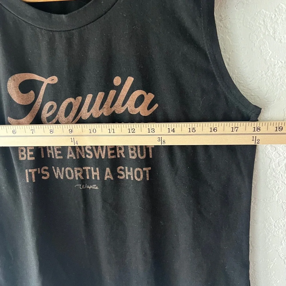 Wapitte Tequila Worth A Shot Black Muscle Tank Top Medium Party Summer Graphic - Picture 5 of 6